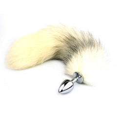 cross fox tail metal anal plug toy