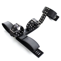 faux leather neck to wrist restraint with belt